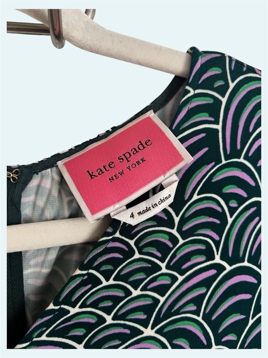 Kate Spade Long Sleeve Maxi Dress Size 4 purple abstract pattern V neck - Picture 3 of 5